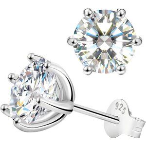 S925 Sterling Silver Moissanite Earrings for Women 0.3-2ct D Color FL Clarity Ex